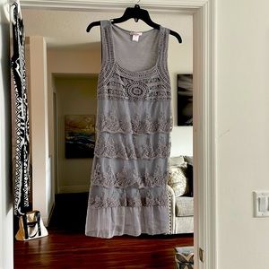 Gorgeous LIKE NEW gray lavender neutral lace dress— 2 FOR $15! Pick two dresses!